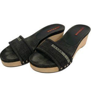 Prada Vintage Denim Cloth Mule Size 9